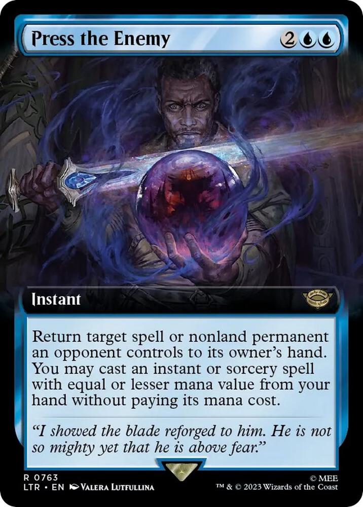Press the Enemy (Extended Art) (Surge Foil) 763 card from Universes Beyond: The Lord of the Rings: Tales of Middle-earth