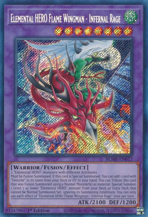 Elemental HERO Flame Wingman - Infernal Rage BLMR-EN012 card from Battles of Legend: Monstrous Revenge