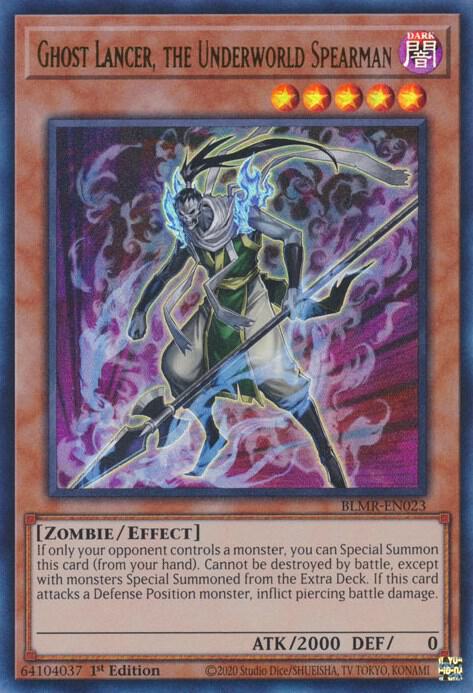 Ghost Lancer, the Underworld Spearman BLMR-EN023 card from Battles of Legend: Monstrous Revenge