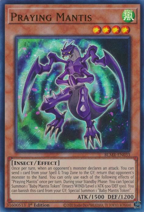 Praying Mantis BLMR-EN033 card from Battles of Legend: Monstrous Revenge