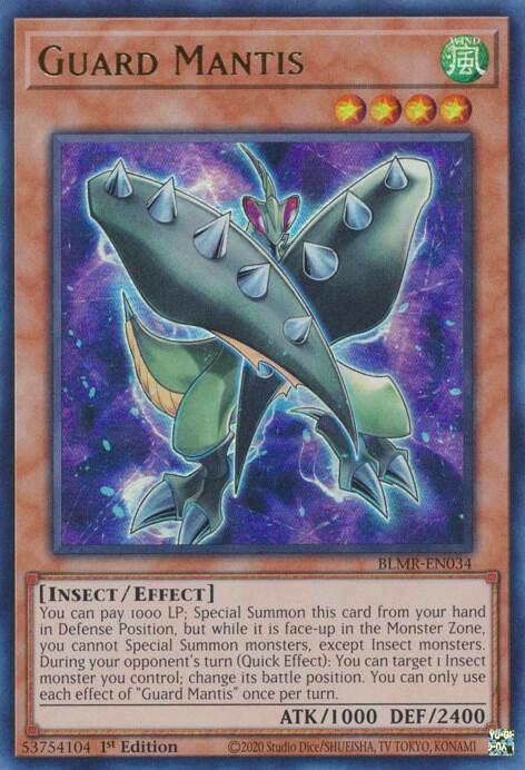 Guard Mantis BLMR-EN034 card from Battles of Legend: Monstrous Revenge