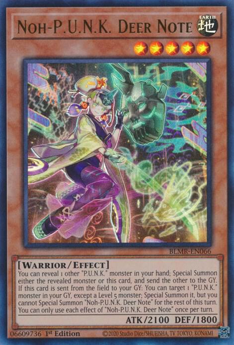Noh-P.U.N.K. Deer Note BLMR-EN066 card from Battles of Legend: Monstrous Revenge