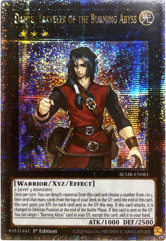 Dante, Traveler of the Burning Abyss (Quarter Century Secret Rare) BLMR-EN081 card from Battles of Legend: Monstrous Revenge