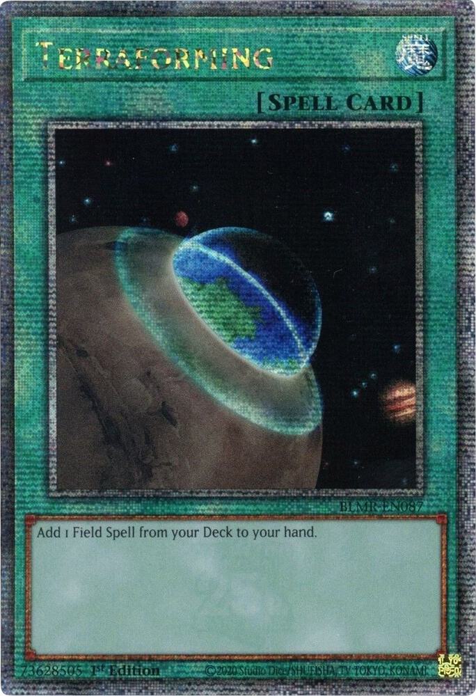 Terraforming (Quarter Century Secret Rare) BLMR-EN087 card from Battles of Legend: Monstrous Revenge