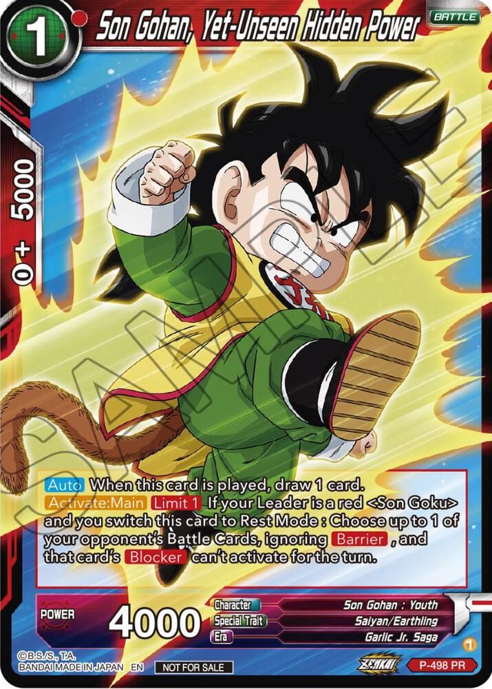 Son Gohan, Yet-Unseen Hidden Power (Zenkai Series Tournament Pack Vol.4) P-498 card from Tournament Promotion Cards