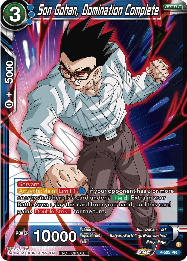 Son Gohan, Domination Complete (Zenkai Series Tournament Pack Vol.4) P-503 card from Tournament Promotion Cards