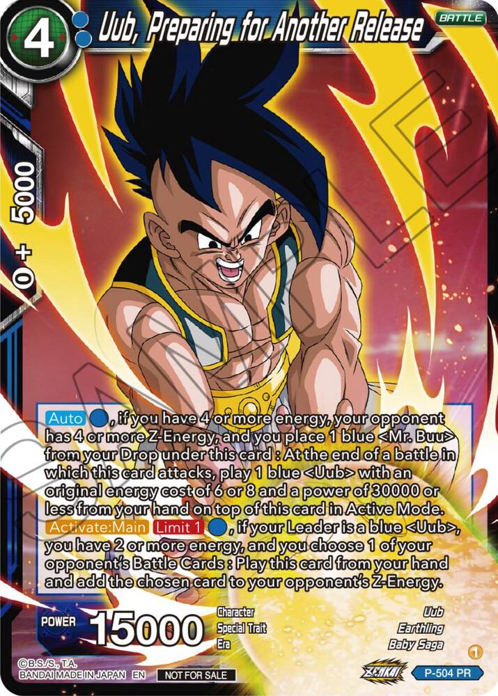 Uub, Preparing for Another Release (Zenkai Series Tournament Pack Vol.4) P-504 card from Tournament Promotion Cards