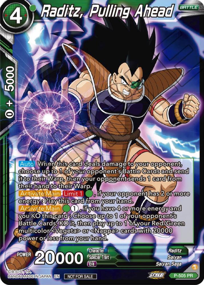 Raditz, Pulling Ahead (Zenkai Series Tournament Pack Vol.4) P-505 card from Tournament Promotion Cards