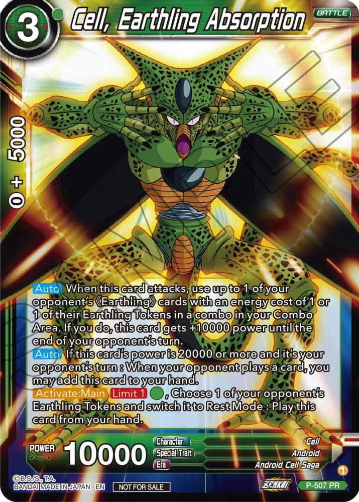 Cell, Earthling Absorption (Zenkai Series Tournament Pack Vol.4) P-507 card from Tournament Promotion Cards