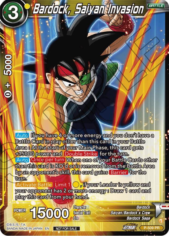 Bardock, Saiyan Invasion (Zenkai Series Tournament Pack Vol.4) P-509 card from Tournament Promotion Cards