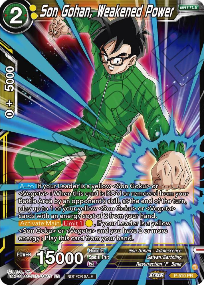 Son Gohan, Weakened Power (Zenkai Series Tournament Pack Vol.4) P-510 card from Tournament Promotion Cards