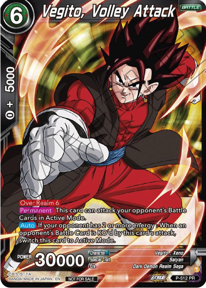 Vegito, Volley Attack (Zenkai Series Tournament Pack Vol.4) P-512 card from Tournament Promotion Cards