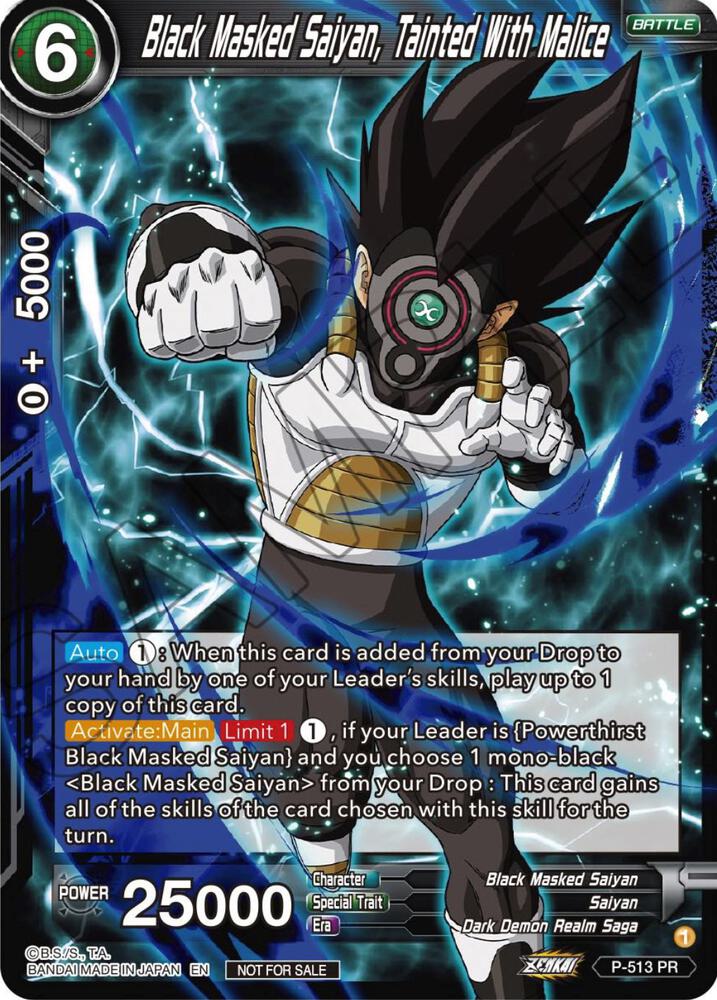 Black Masked Saiyan, Tainted With Malice (Zenkai Series Tournament Pack Vol.4) P-513 card from Tournament Promotion Cards