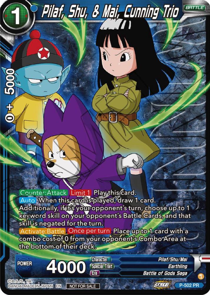 Pilaf, Shu, & Mai, Cunning Trio (Zenkai Series Tournament Pack Vol.4 Winner) P-502 card from Tournament Promotion Cards