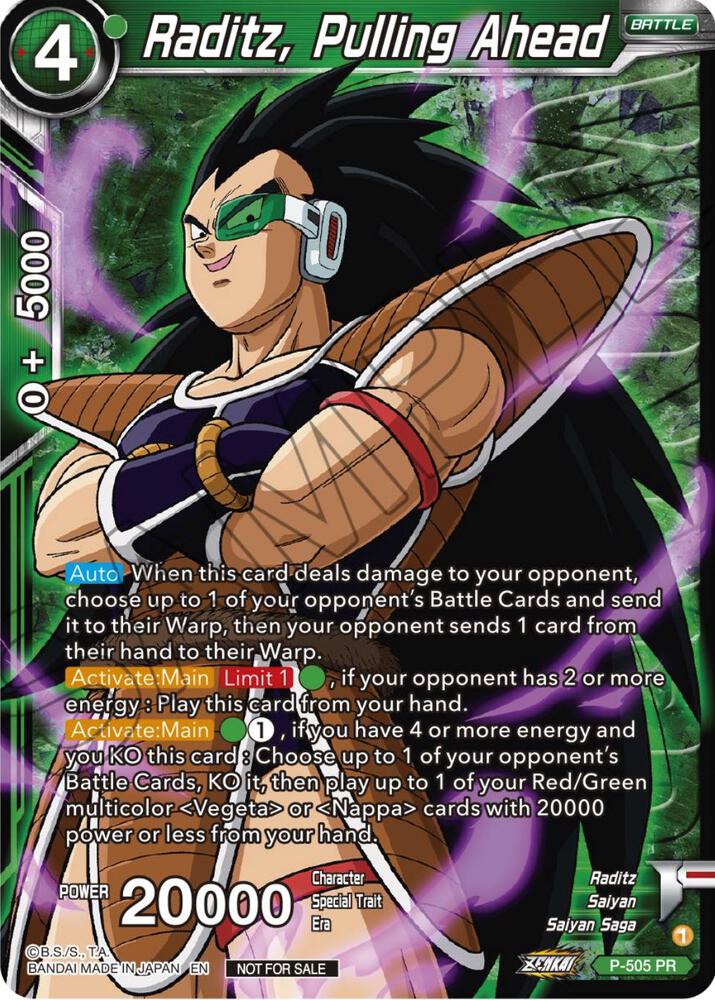 Raditz, Pulling Ahead (Zenkai Series Tournament Pack Vol.4 Winner) P-505 card from Tournament Promotion Cards
