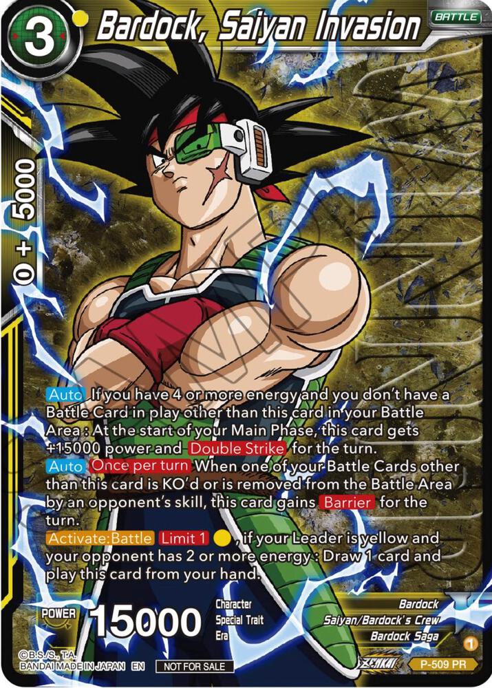 Bardock, Saiyan Invasion (Zenkai Series Tournament Pack Vol.4 Winner) P-509 card from Tournament Promotion Cards