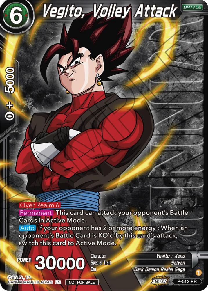 Vegito, Volley Attack (Zenkai Series Tournament Pack Vol.4 Winner) P-512 card from Tournament Promotion Cards