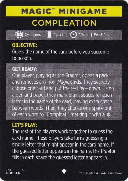Magic Minigame: Compleation 1 card from March of the Machine