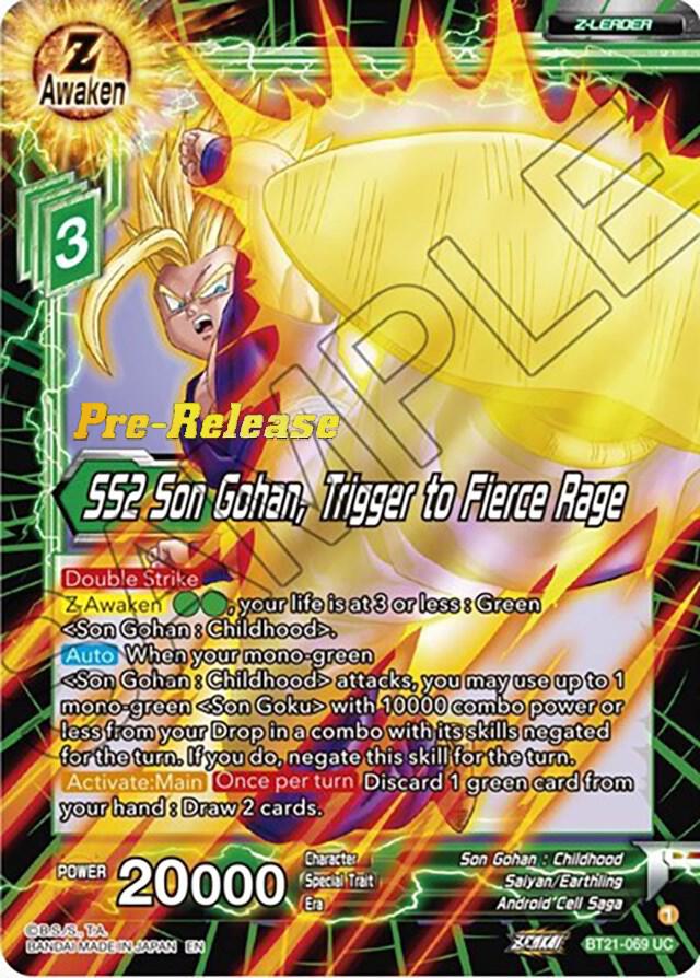 SS2 Son Gohan, Trigger to Fierce Rage BT21-069 card from Wild Resurgence Pre-Release Cards