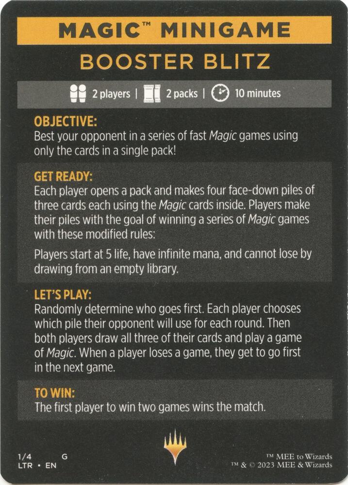 Magic Minigame: Booster Blitz 1 card from Universes Beyond: The Lord of the Rings: Tales of Middle-earth