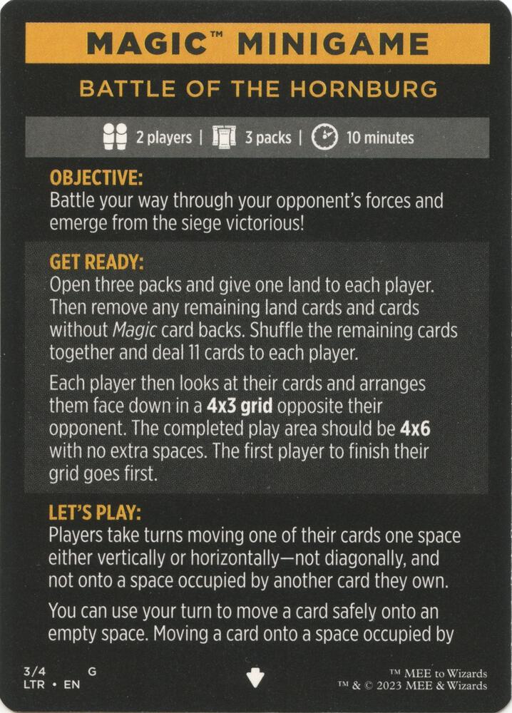 Magic Minigame: Battle of the Hornburg 3 card from Universes Beyond: The Lord of the Rings: Tales of Middle-earth