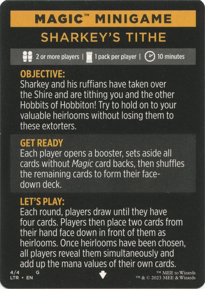 Magic Minigame: Sharkey's Tithe 4 card from Universes Beyond: The Lord of the Rings: Tales of Middle-earth