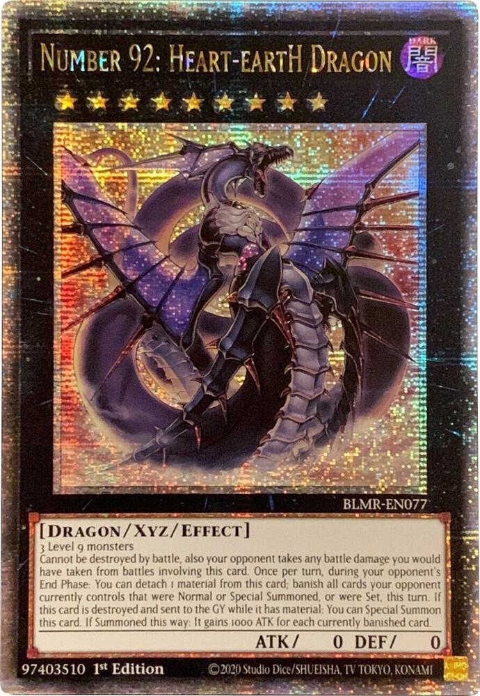 Number 92: Heart-eartH Dragon (Quarter Century Secret Rare) BLMR-EN077 card from Battles of Legend: Monstrous Revenge