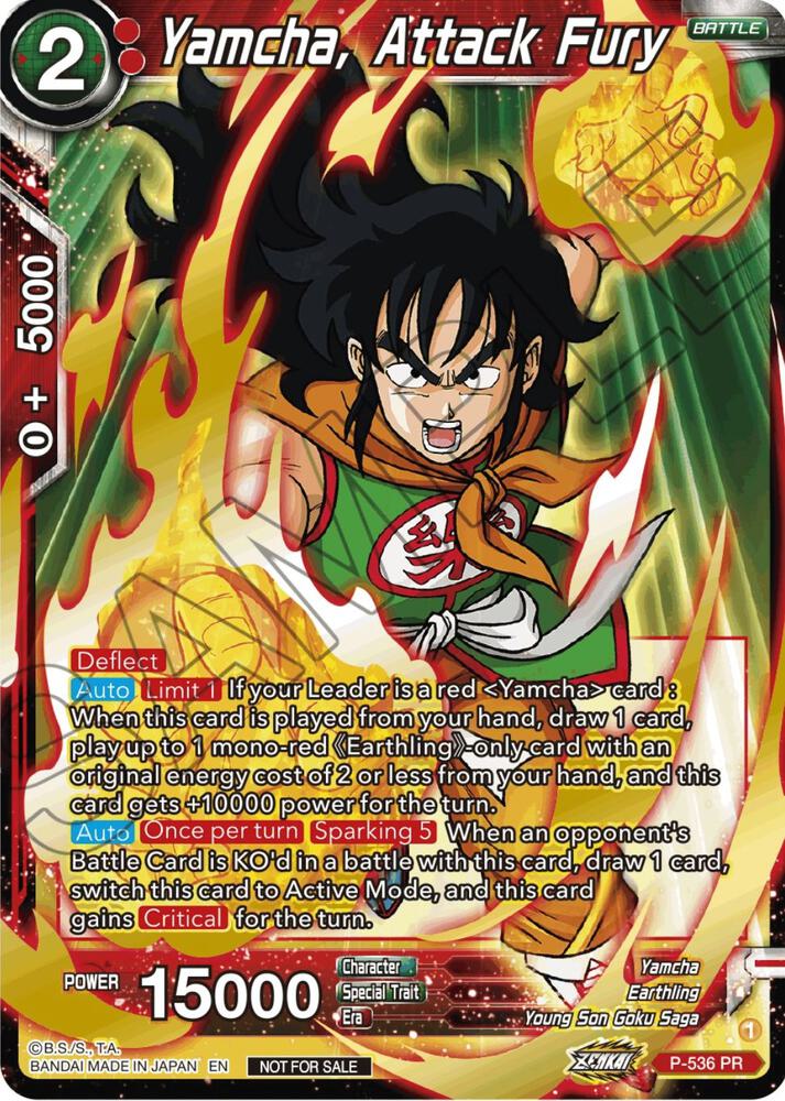 Yamcha, Attack Fury (Championship Selection Pack 2023 Vol.2) (Gold-Stamped Silver Foil) P-536 card from Tournament Promotion Cards