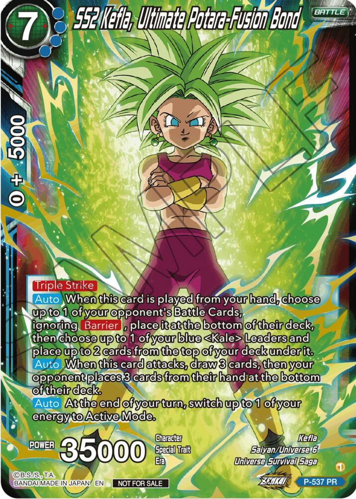 SS2 Kefla, Ultimate Potara-Fusion Bond (Championship Selection Pack 2023 Vol.2) (Gold-Stamped Silver Foil) P-537 card from Tournament Promotion Cards