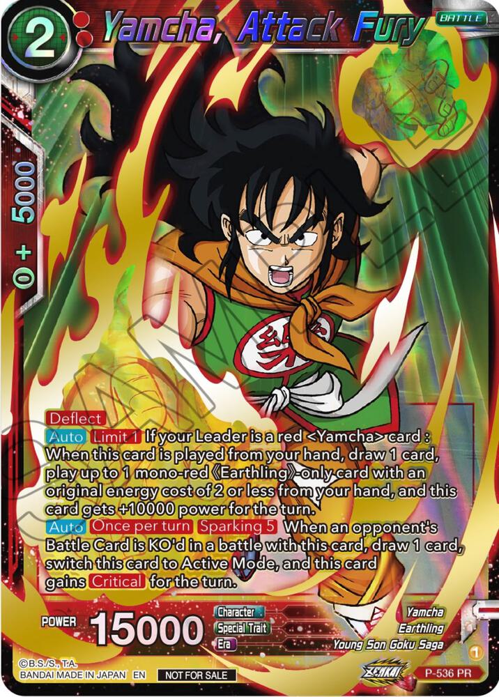 Yamcha, Attack Fury (Championship Selection Pack 2023 Vol.2) (Gold-Stamped Shatterfoil) P-536 card from Tournament Promotion Cards