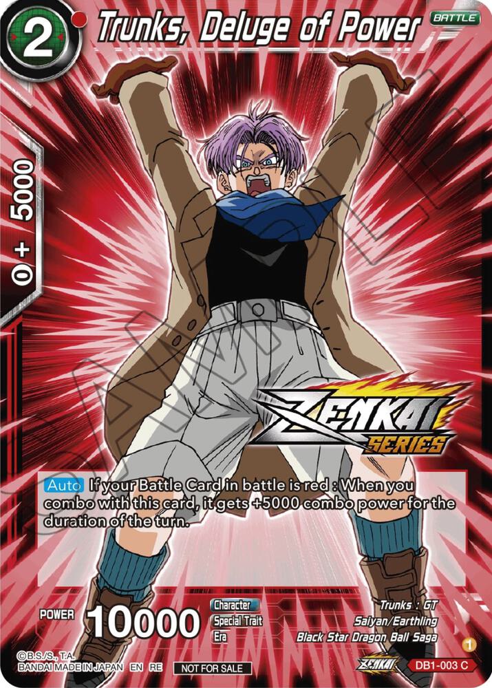 Trunks, Deluge of Power (Event Pack 12) DB1-003 card from Tournament Promotion Cards