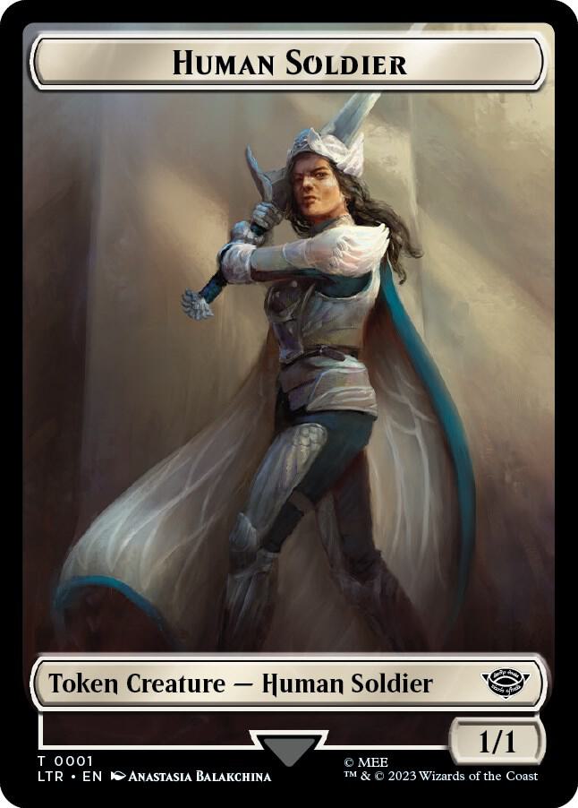Human Soldier (0001) // Food Double-Sided Token 1 // 11 card from Universes Beyond: The Lord of the Rings: Tales of Middle-earth