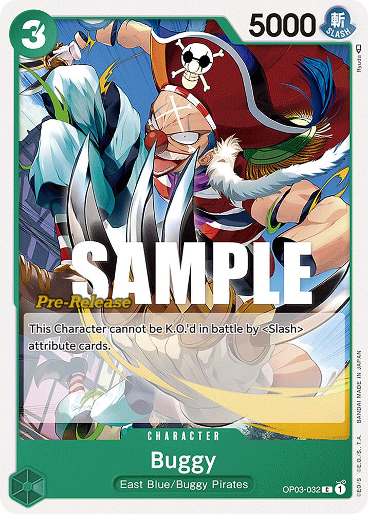 Buggy OP03-032 card from Pillars of Strength Pre-Release Cards
