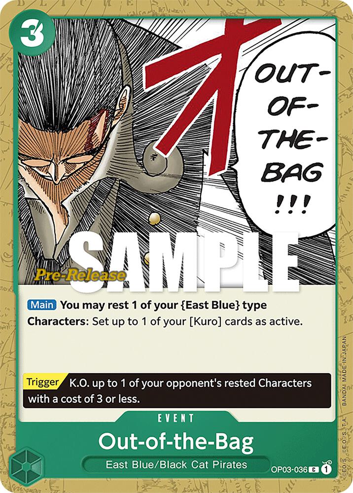 Out-of-the-Bag OP03-036 card from Pillars of Strength Pre-Release Cards
