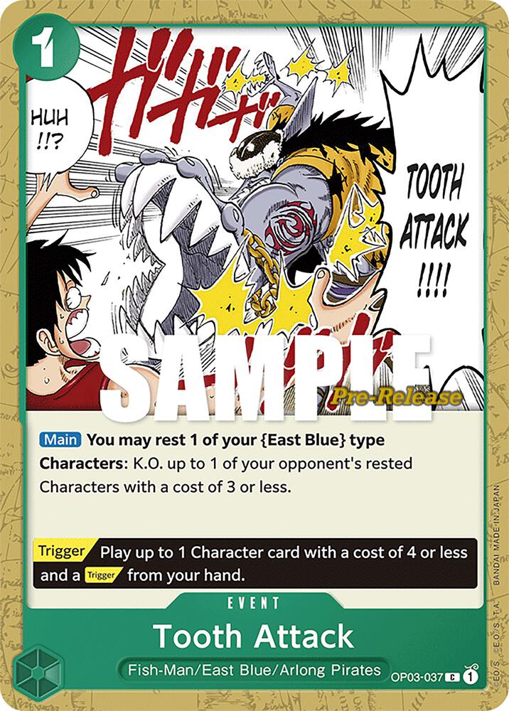 Tooth Attack OP03-037 card from Pillars of Strength Pre-Release Cards