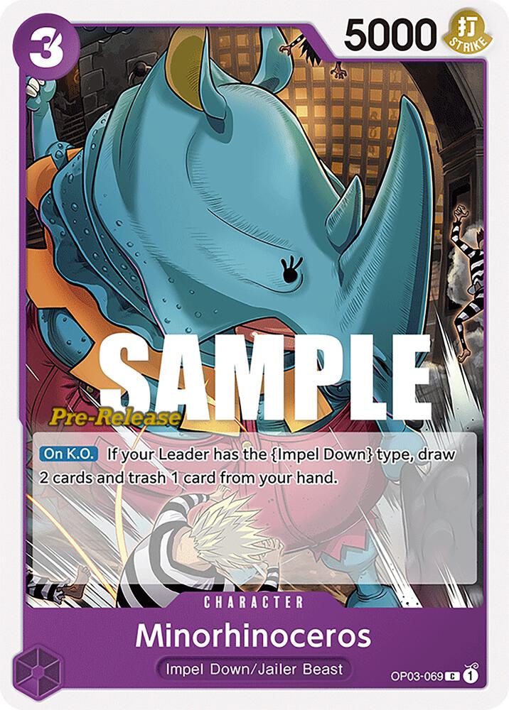 Minorhinoceros OP03-069 card from Pillars of Strength Pre-Release Cards