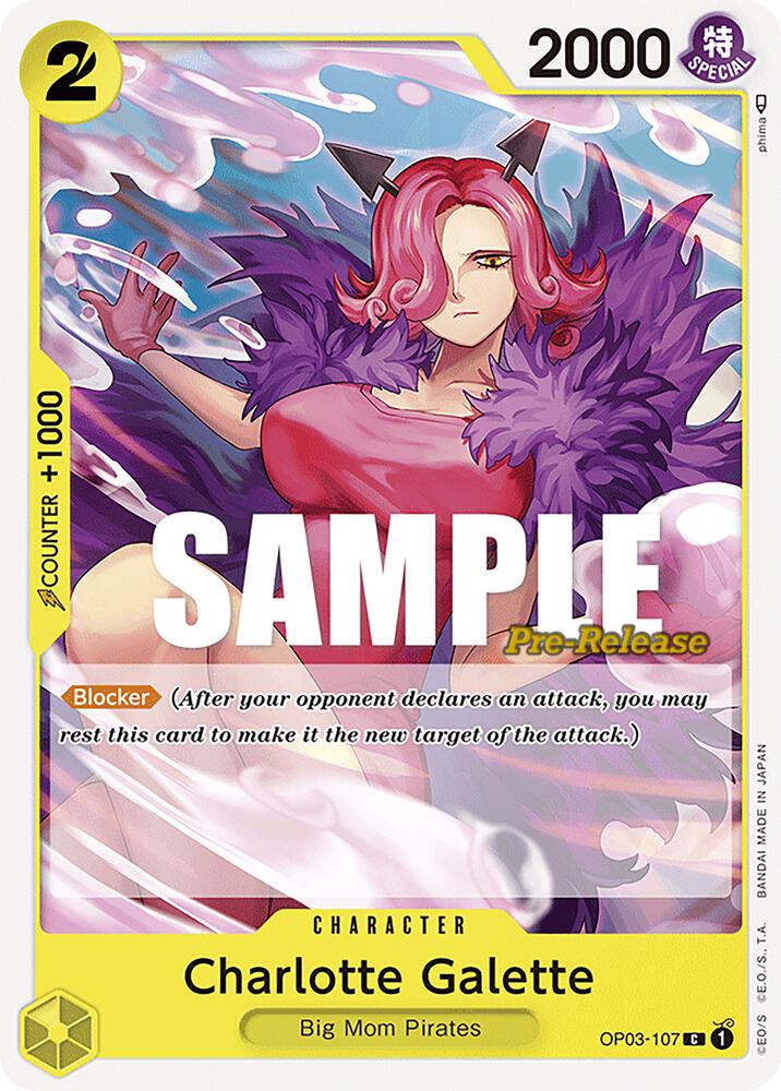 Charlotte Galette OP03-107 card from Pillars of Strength Pre-Release Cards