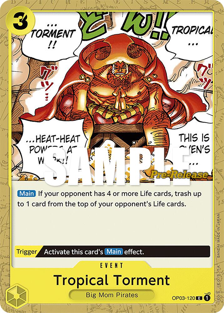 Tropical Torment OP03-120 card from Pillars of Strength Pre-Release Cards
