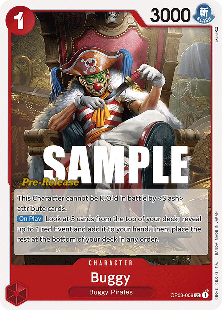 Buggy OP03-008 card from Pillars of Strength Pre-Release Cards