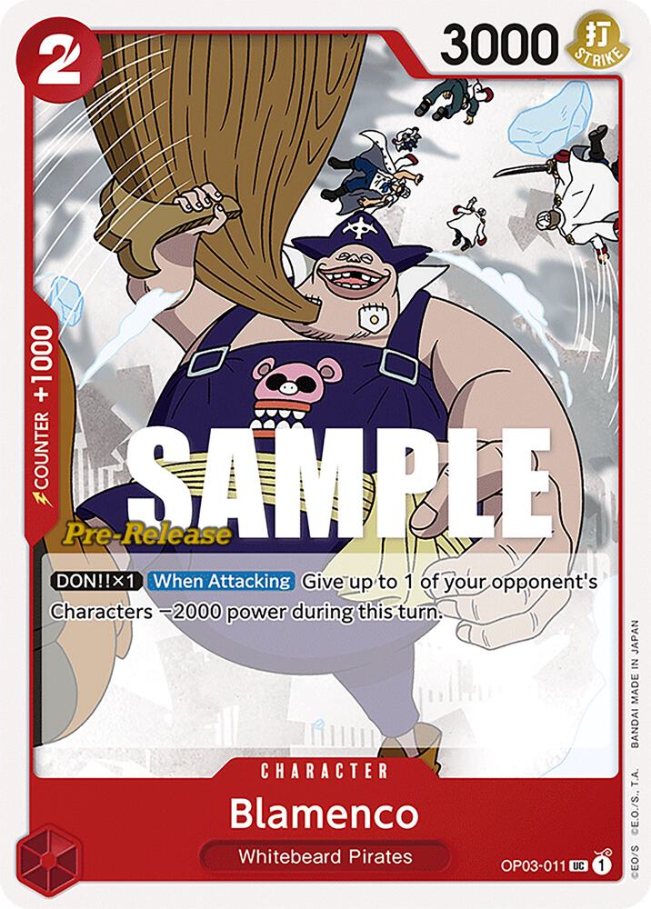 Blamenco OP03-011 card from Pillars of Strength Pre-Release Cards