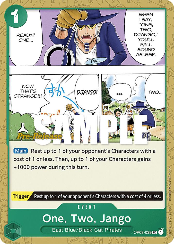 One, Two, Jango OP03-039 card from Pillars of Strength Pre-Release Cards
