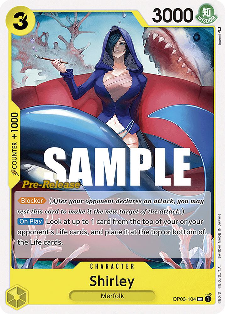 Shirley OP03-104 card from Pillars of Strength Pre-Release Cards