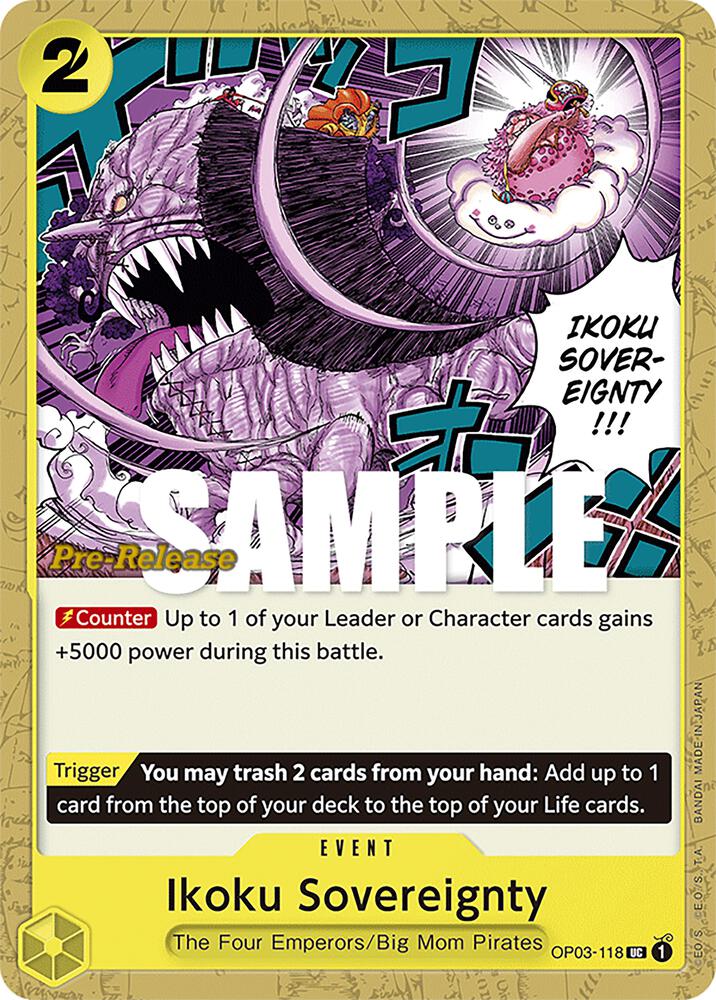 Ikoku Sovereignty OP03-118 card from Pillars of Strength Pre-Release Cards