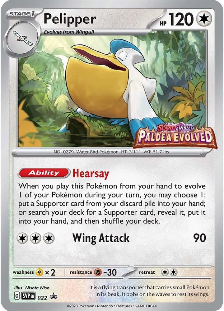 Pelipper (Prerelease) 022 card from SV: Scarlet & Violet Promo Cards