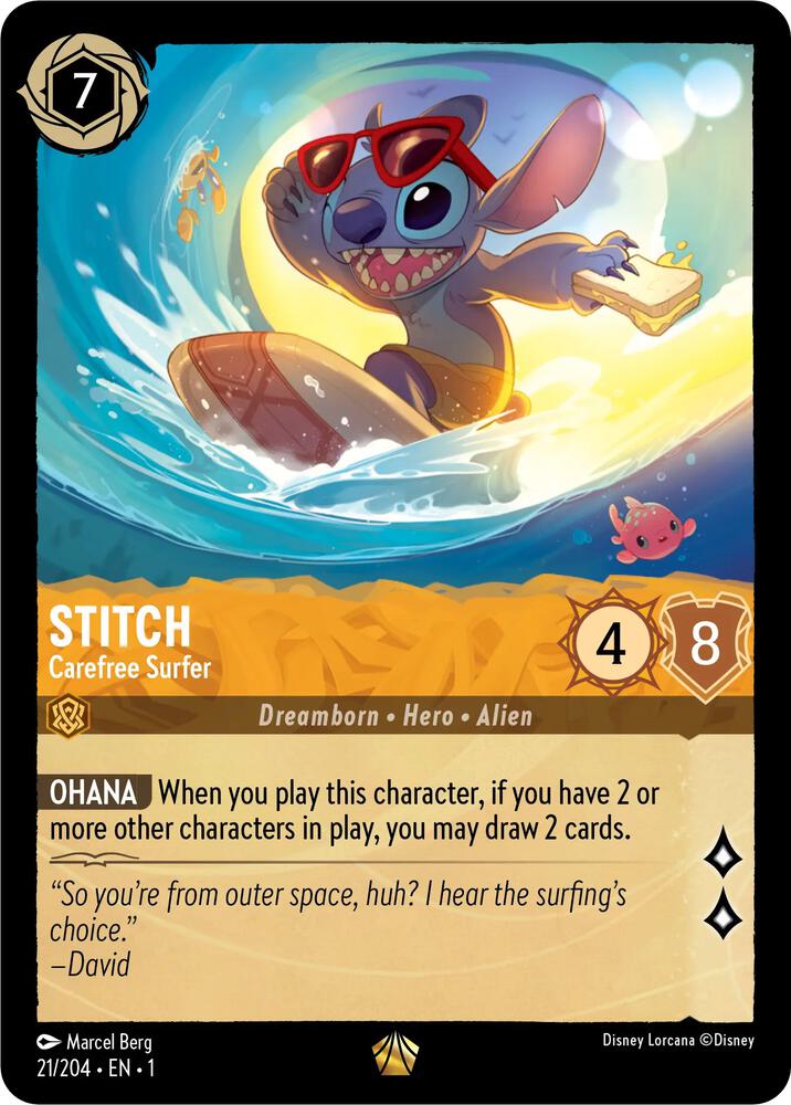 Stitch - Carefree Surfer 21/204 card from The First Chapter