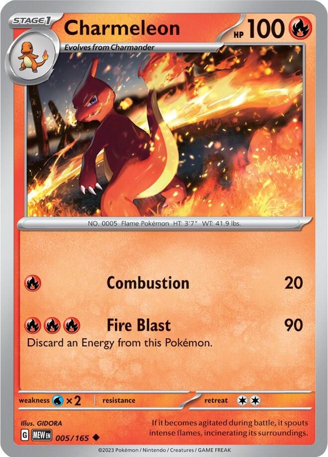 Charmeleon 005/165 card from SV: Scarlet & Violet 151