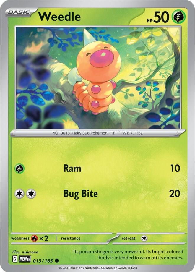 Weedle 013/165 card from SV: Scarlet & Violet 151