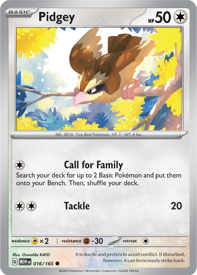 Pidgey 016/165 card from SV: Scarlet & Violet 151