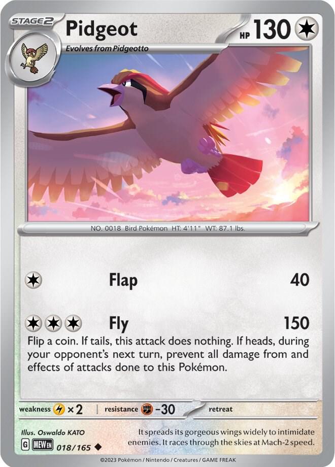Pidgeot 018/165 card from SV: Scarlet & Violet 151
