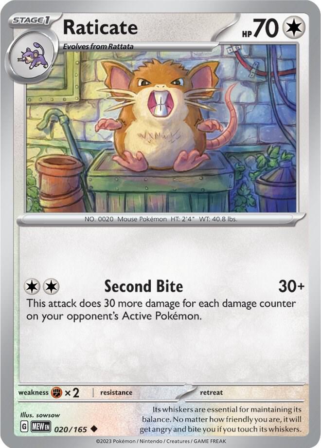 Raticate 020/165 card from SV: Scarlet & Violet 151